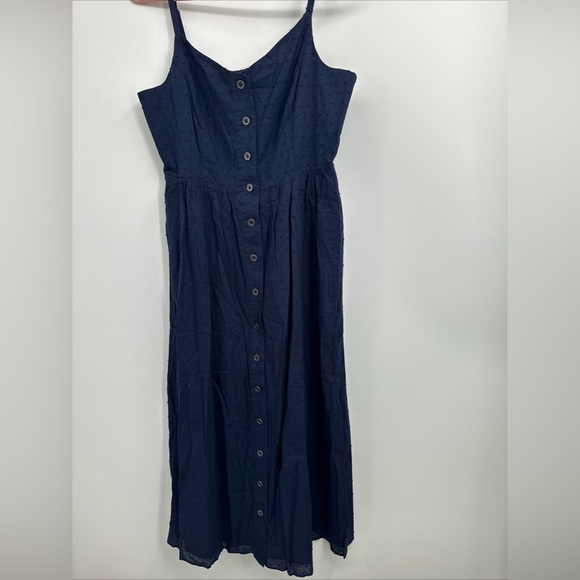 Modcloth Navy Blue Swiss Dot Midi Dress NEW US Size 14 - Picture 3 of 8